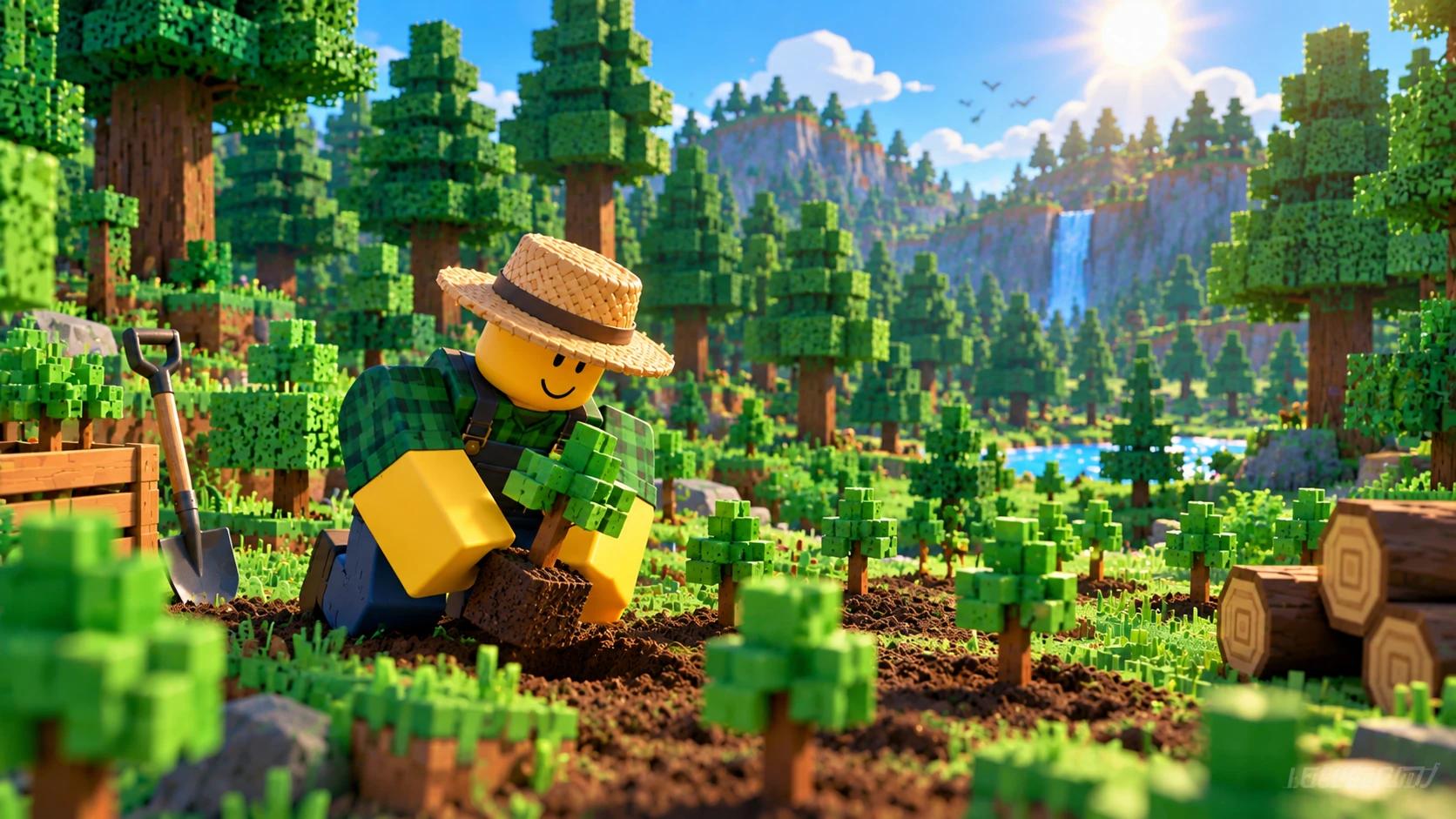 Forest adventure Roblox-style concept art