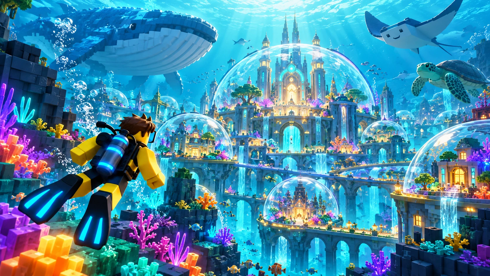 Underwater city Roblox-style concept art