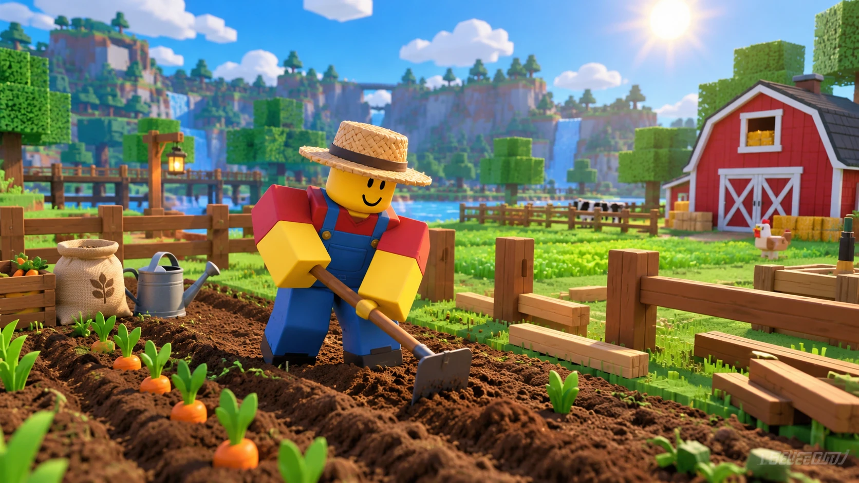 Farm life Roblox-style concept art